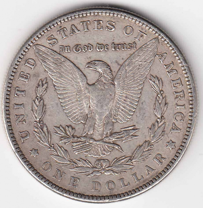 (1886) Монета США 1886 год 1 доллар   Голова Свободы, Морган, Белоговый Орлан Серебро Ag 900  XF